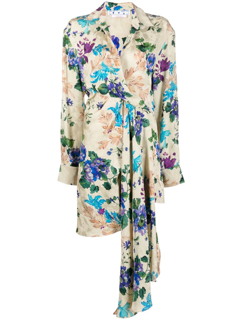 vestido camisero asimétrico con estampado floral